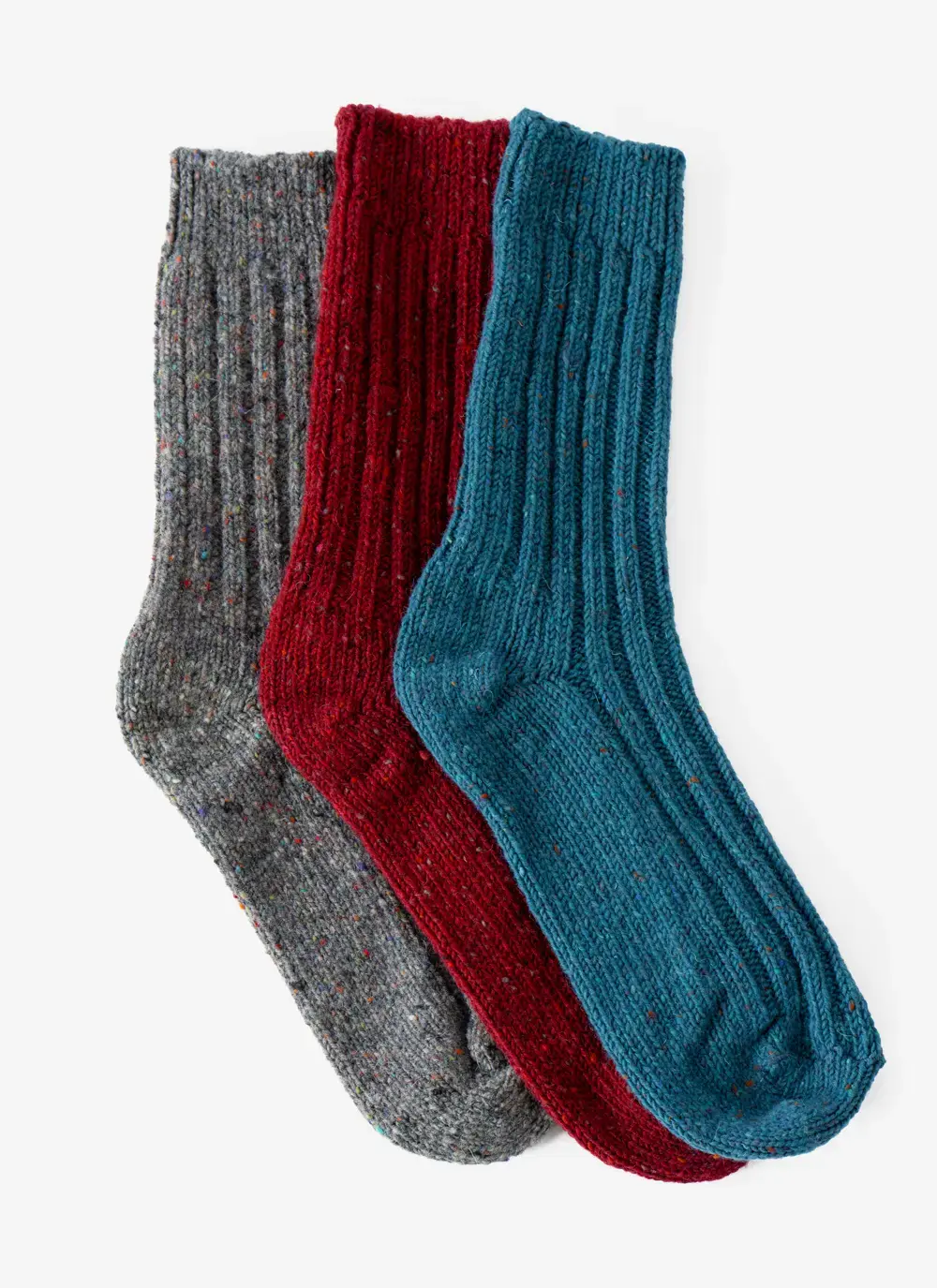 Set of 3 Men's Country Socks Red, Turquoise 